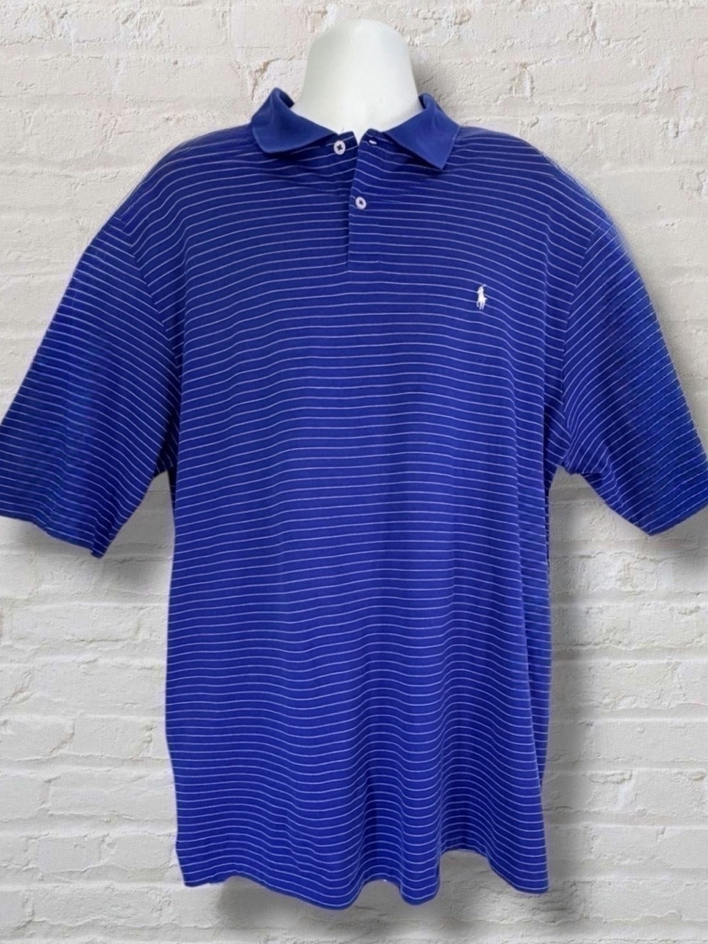 Polo Golf Ralph Lauren XL Blue White Stripe Pima Cotton Polo Shirt
